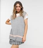 Rokoko Oversized Knit Sweater Vest With Contrast Rib-grey