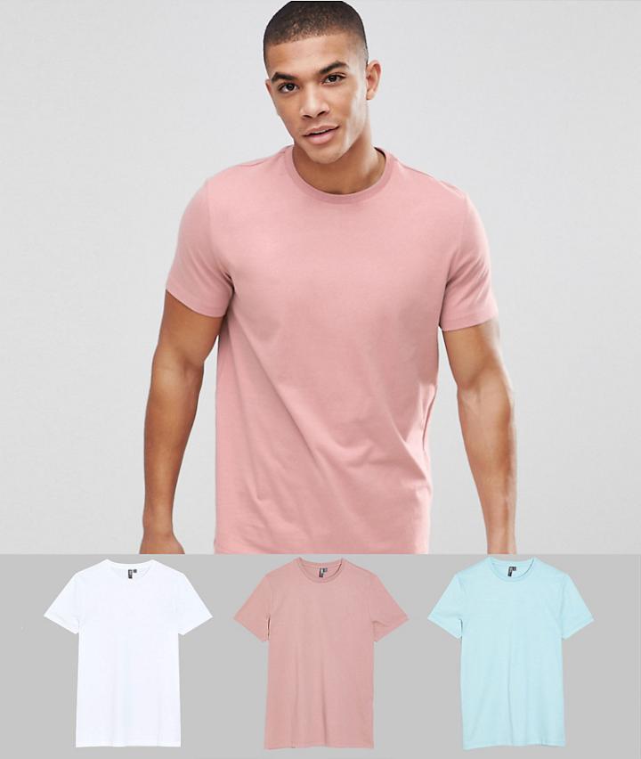 Asos Design Crew Neck T-shirt 3 Pack Save - Multi