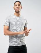 Jack & Jones Originals T-shirt In All Over Floral Print - Gray