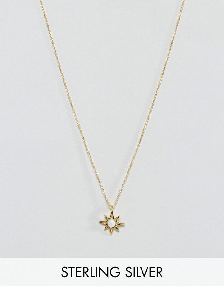 Asos Gold Plated Sterling Silver Faux Opal Star Necklace - Gold