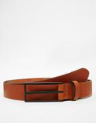Asos Leather Belt With Black Coated Buckle - Tan
