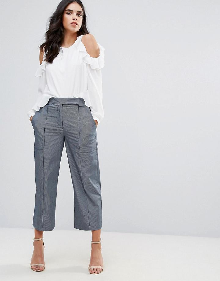 Closet London Striped Culottes - Blue