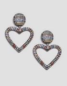 Asos Design Earrings With Rainbow Crystal Heart - Silver