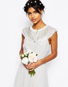 Asos Wedding Pretty Fringe Bead Embellished Cape - White