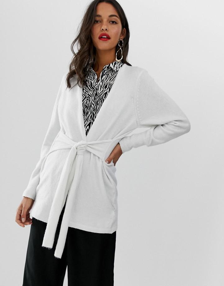 Vila Knot Detail Cardigan In Cream - Orange