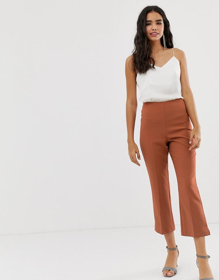 Miss Selfridge Kickflare Ankle Grazer Pants In Beige - Beige