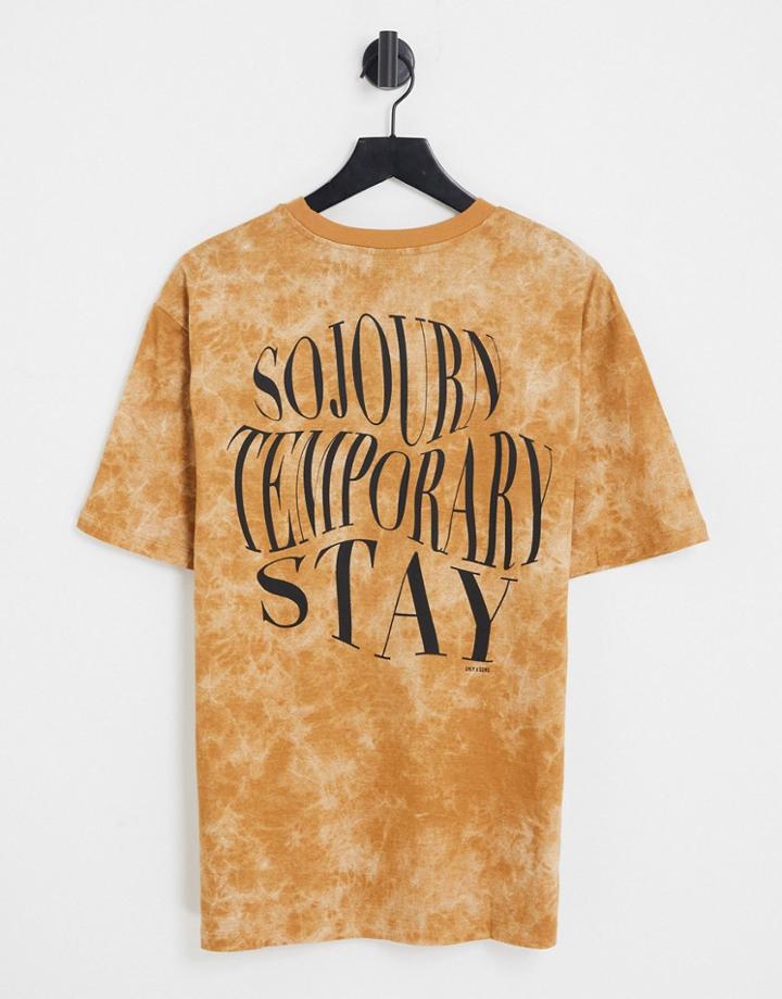 Only & Sons Oversized Back Print T-shirt In Brown Tie Dye