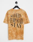 Only & Sons Oversized Back Print T-shirt In Brown Tie Dye