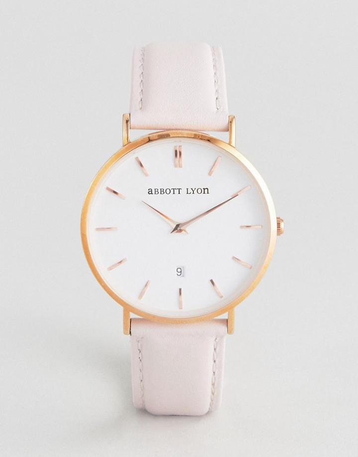Abbott Lyon Kensington 40 Leather Watch In Pink - Pink