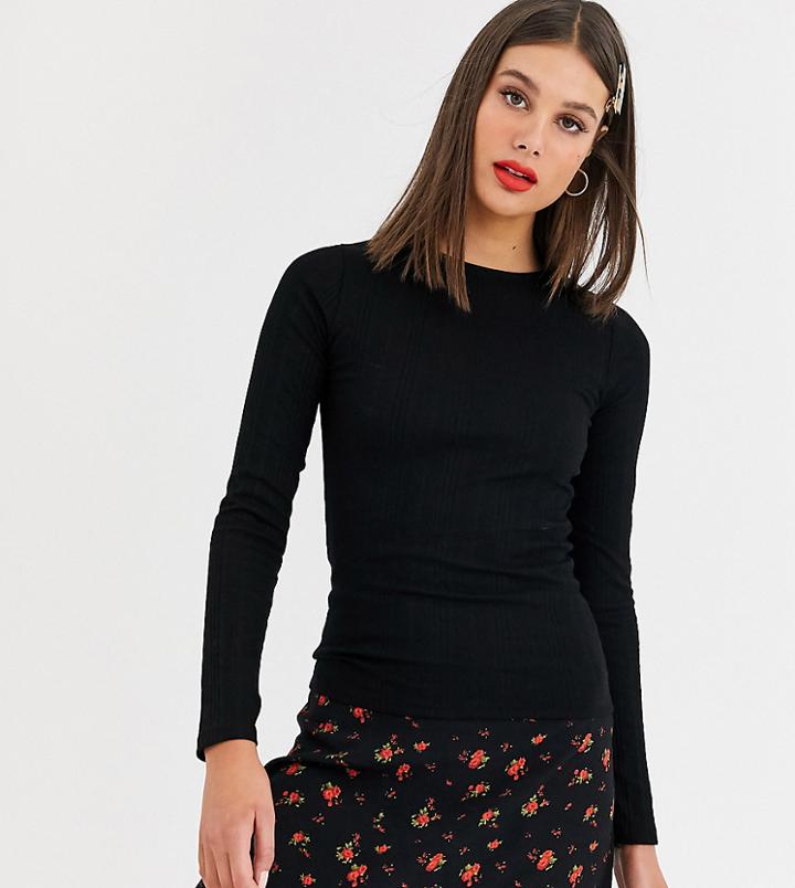 New Look Tall Long Sleeve Crewneck Sweater In Black