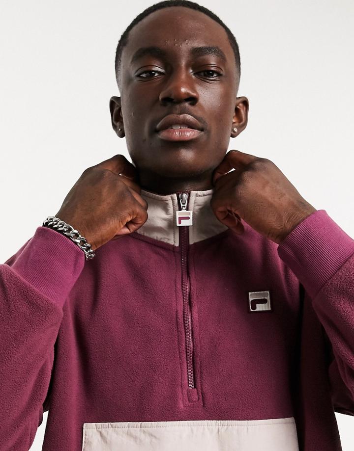 Fila Kenny Half Zip Sweater In Purple