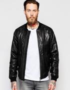 Nudie Jeans Brook Leather Bomber Jacket - Black