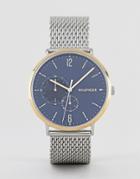 Tommy Hilfiger Brooklyn Mesh Watch In Mixed Metal 40mm - Silver