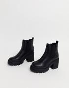 Public Desire Fuzzy Chunky Heeled Ankle Boot With Gusset In Black