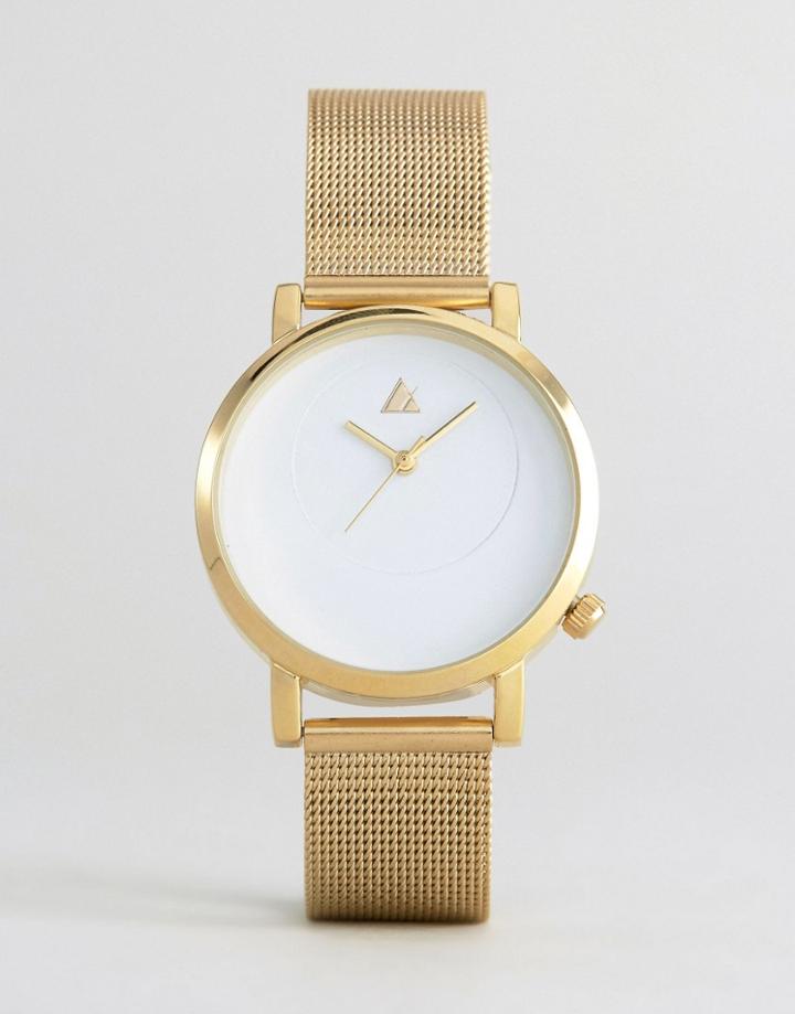 Asos Gold Mesh Watch With Dial Detail - Gold