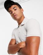 Asos Design Organic Muscle Fit Jersey Polo In Cream-neutral