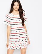 See By Chloe Jersey Dress With Woven Drop Hem - White