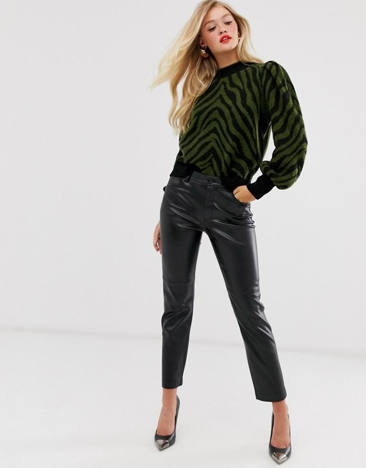 Mango Faux Leather Pants In Black
