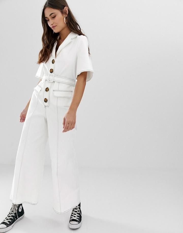 The East Order Dex Jumpsuit With Contrast Stitching-white