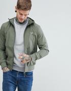 Fred Perry Hooded Brentham Zip Through Jacket In Khaki - Green