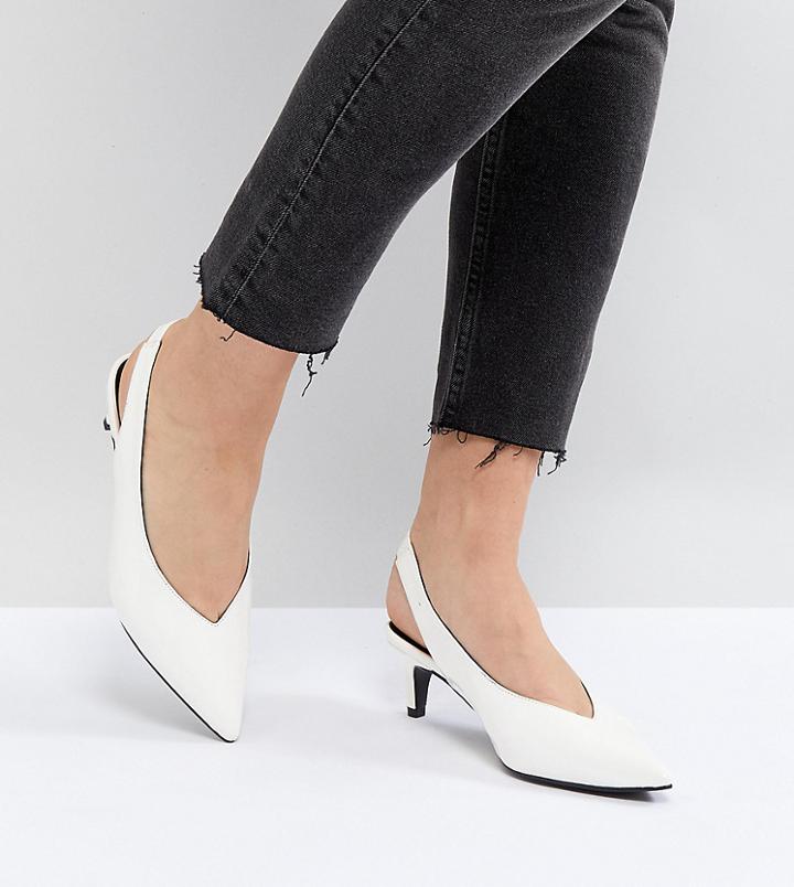 Monki Kitten Heel Sling Back Shoe - White