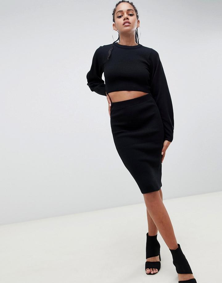 Asos Design Two-piece Skirt In Rib - Black