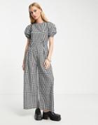 Violet Romance Wide Leg Jumpsuit In Gingham-black