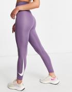 Nike Running Dri-fit Swoosh 7/8 Leggings In Dusty Purple