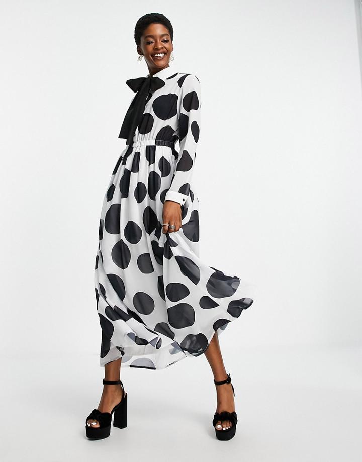 Sister Jane Long Sleeve Maxi Dress In Oversized Polka Dot-black
