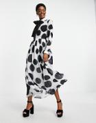 Sister Jane Long Sleeve Maxi Dress In Oversized Polka Dot-black