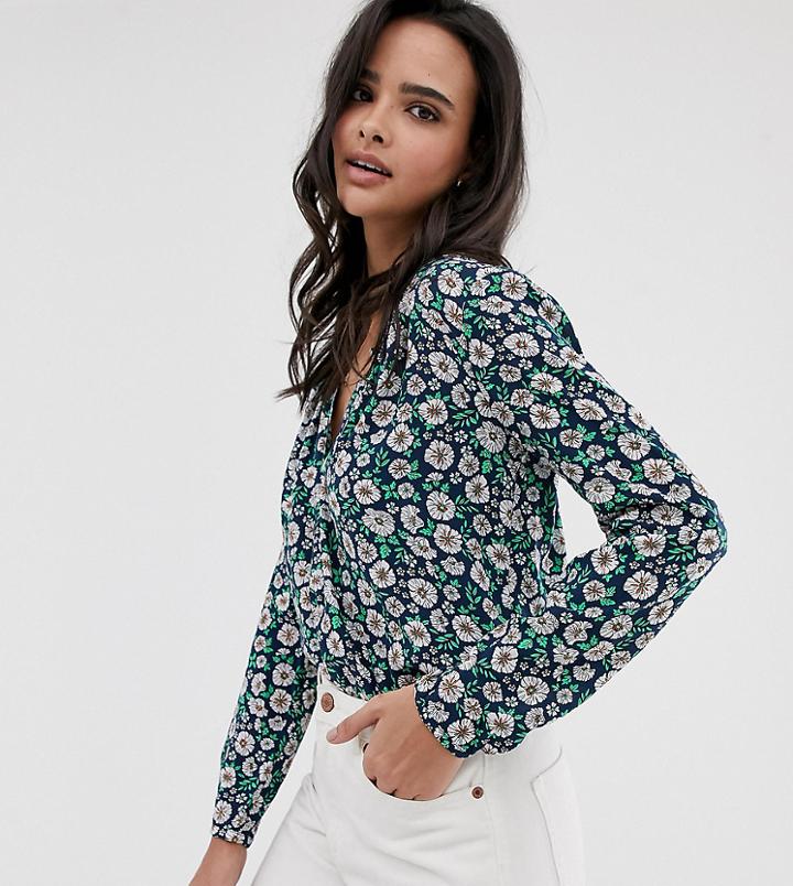 Esprit Daisy Print Blouse In Navy - Multi