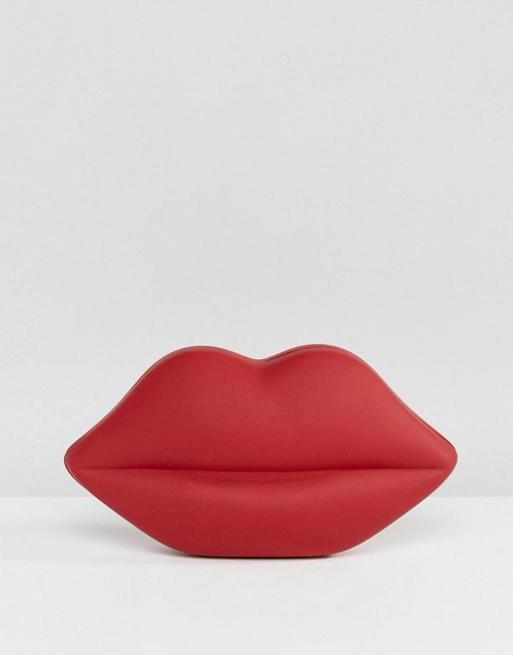 Lulu Guinness Matte Red Lips Clutch Bag - Red