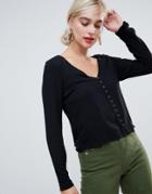 Stradivarius Viscose Blouse With Buttons - Black