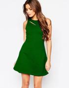 Adelyn Rae Striped Sakter Dress With Ccut Out Detail - Green