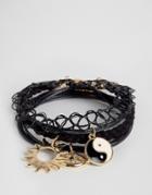 Asos Pack Of 4 Tattoo And Charm Layering Bracelets - Multi