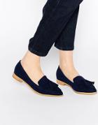 Asos Matchmaker Pointed Flat Shoes - Navy