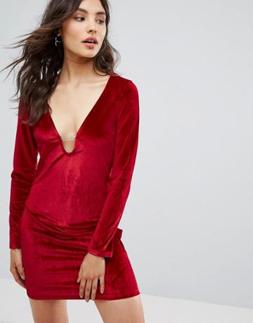 Oeuvre Velvet Dress - Red
