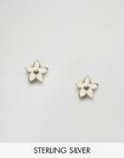 Asos Gold Plated Sterling Silver Flower Earrings - Gold