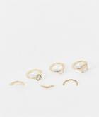 Asos Design Pack Of 6 Rings With Pastel Colored Stones In Gold Tone