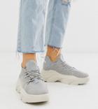 Asos Design Wide Fit Director Chunky Lace Up Sneakers In Gray - Gray