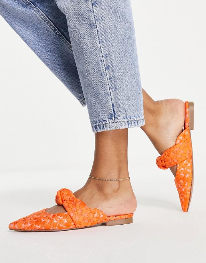 Asos Design Lollipop Knotted Ballet Mules In Orange Floral