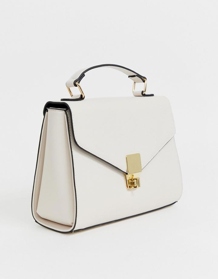 Asos Design Clean Satchel Cross Body Bag - Cream