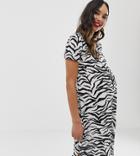 Bluebelle Maternity Relaxed Dip Hem Dress In Zebra - Multi