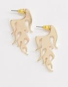 Asos Design Earrings In Flame Design In Gold - Gold