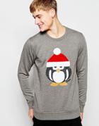 Jack & Jones Holidays Penguin Sweatshirt - Gray