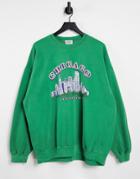 Vintage Supply Oversized Sweatshirt With Chicago Graphic-green