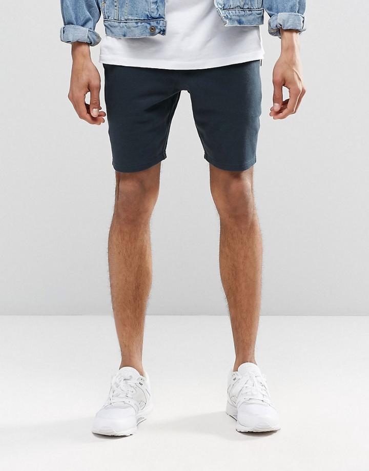 Asos Super Skinny Jersey Shorts In Navy - Total Eclipse