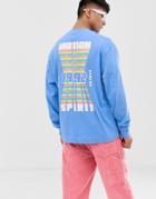 Collusion Long Sleeve T-shirt With Back Print - Blue