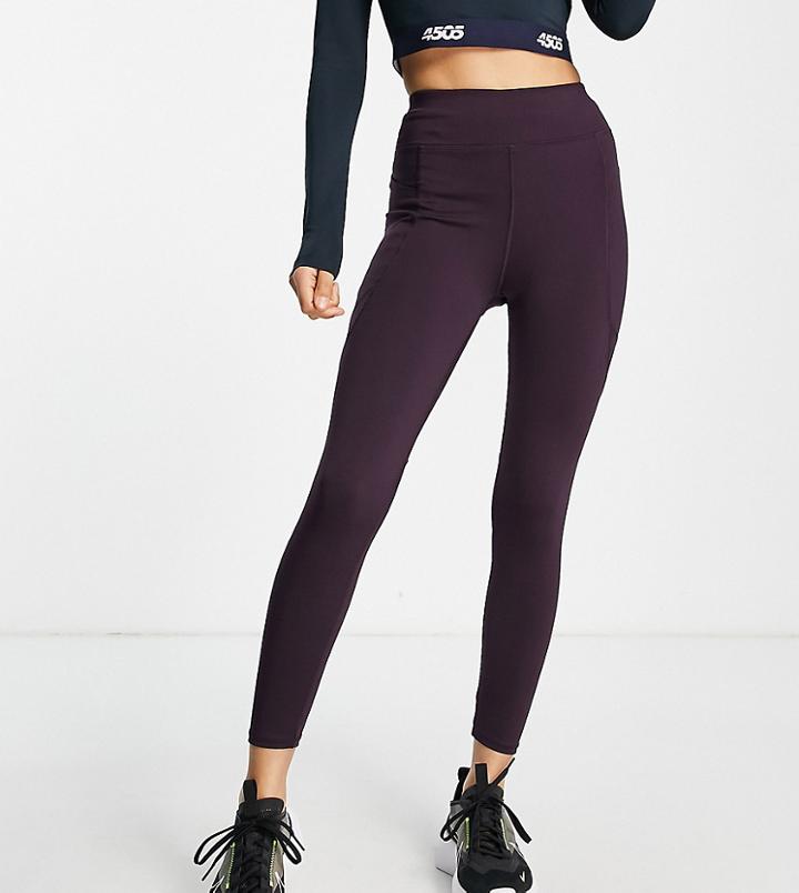 Asos 4505 Petite Icon Run Tie Waist Legging With Phone Pocket-purple