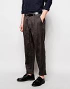 Asos Tapered Pants In Lightweight Pinstripe Mid Gray - Mid Gray